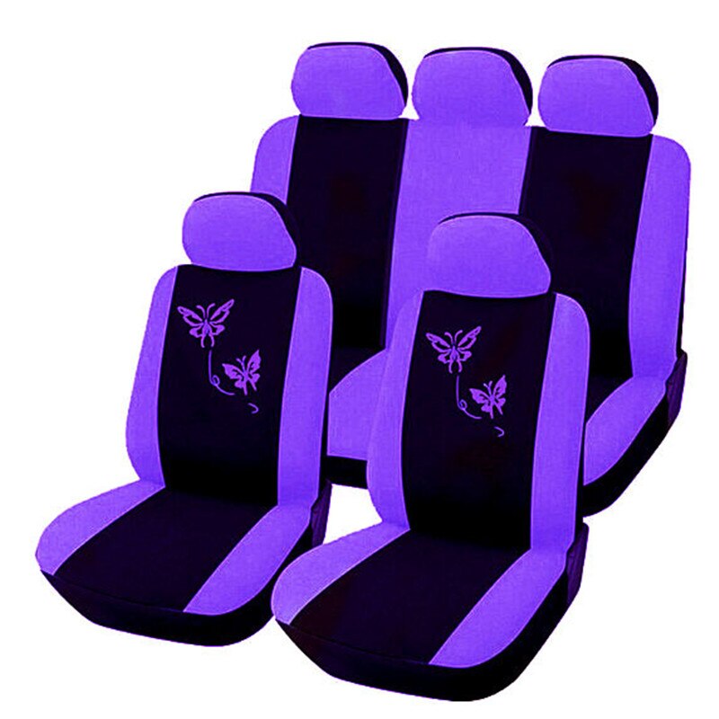 4/9 Stks/set Roze Auto Stoelhoezen Vlinder Borduurwerk Auto-Styling Vrouw Stoelhoezen Auto Interieur Accessoires