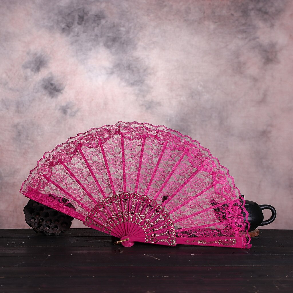 Kant Decoratieve Fans Chinese Stijl Dance Wedding Party Lace Silk Folding Handheld Bloem Fan Party Prestaties Hand Held Rekwisieten