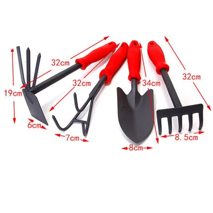 Spade Shovel Harrow Set Gardening Tools Potted Plants Maintenance Suit With Wooden Handle Garden Tool.: Silver