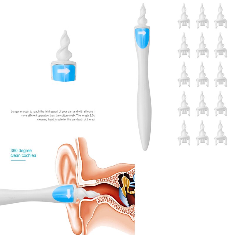 Oor Schoner Silicon Oor Lepel Tool Set 16 Care Zachte Spiraal Voor Oren Cares Gezondheid Gereedschap Cleaner Ear Wax removal Tool