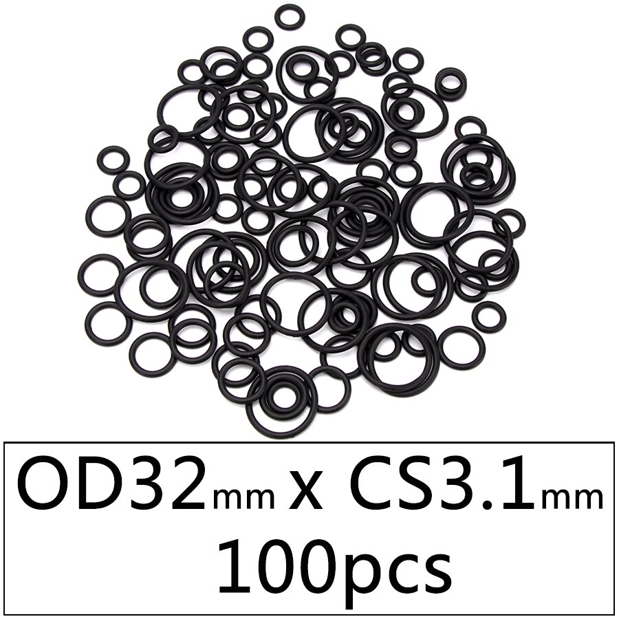 100pcs NBR Nitrile Rubber Sealing O-ring Gasket Replacement Seal O ring OD 15mm-35mm CS 3.1mm Black Washer DIY Accessories S106: DQ32x3.1x100