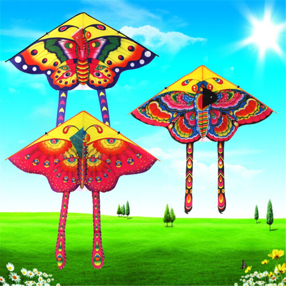 1pc 90 * 55 cm nylon regenboog vlinder vlieger outdoor opvouwbare kindervlieger stuntvlieger surfen zonder lijn