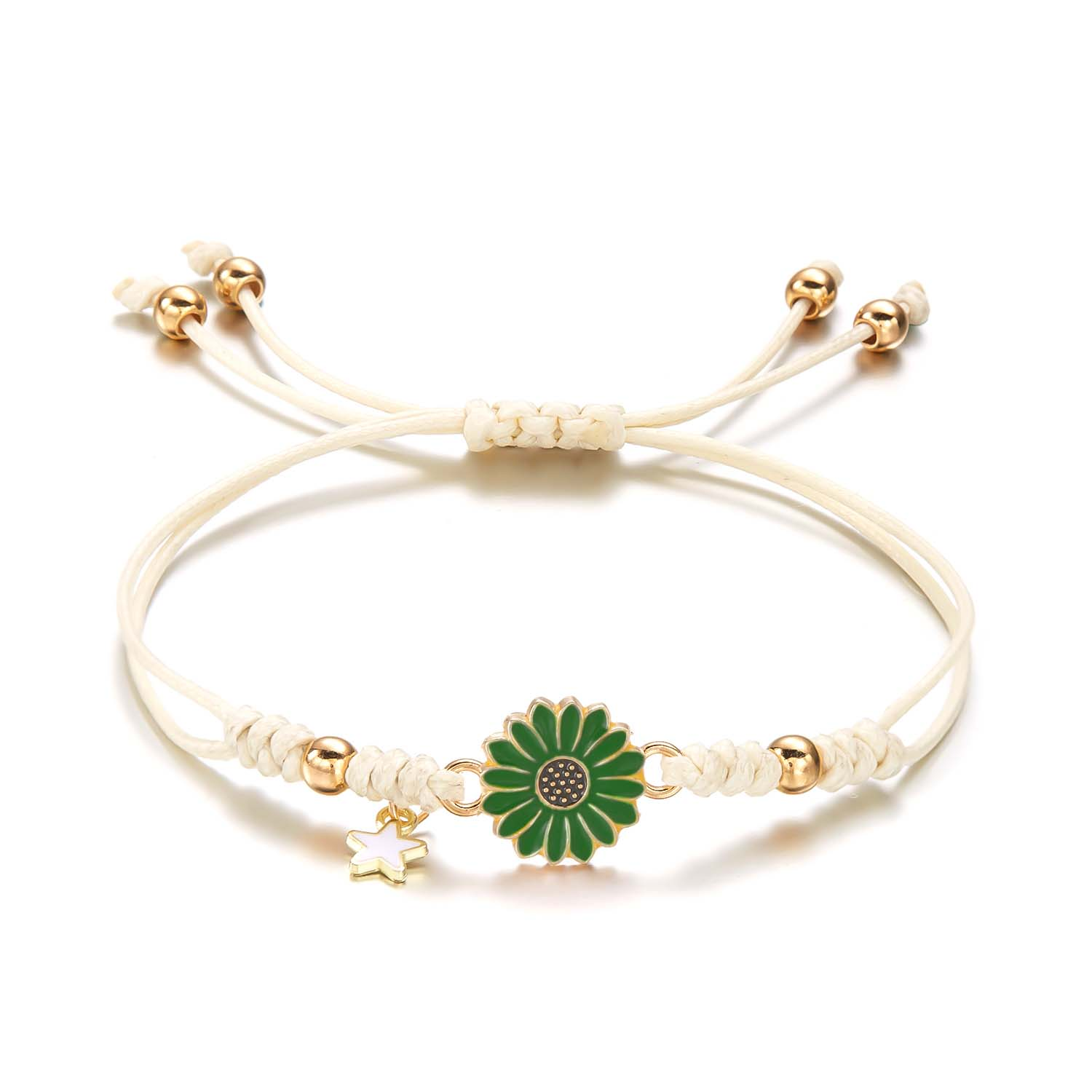 Pulsera bohemia hecha a mano con dibujos de estrellas y flores y margaritas para niña y mujer, pulseras de cuerda, de joyería para parejas de amistad: Rojo óxido