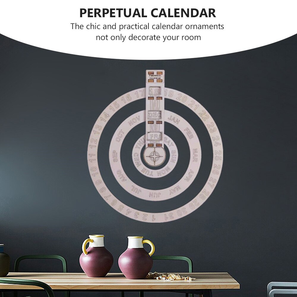 1pc Wall Calendar Unique Wall Calendar Round Rotating Perpetual Calendar