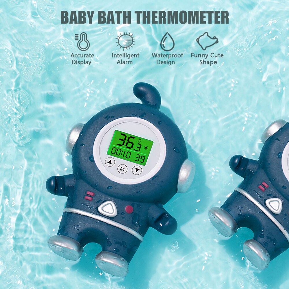 Baby Bath Thermometer Water Thermometer with Room Temperature Tri-color Backlit Display Floating Bath Toy Safety Temperature