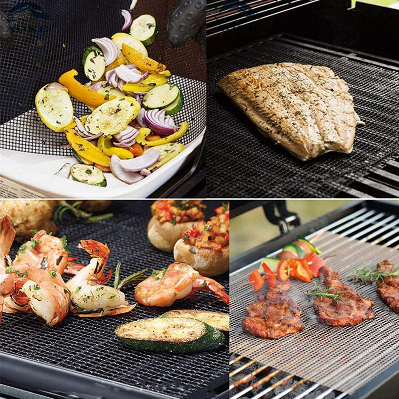 Non-stick bbq grillmåtte bagemåtte genanvendelig udendørs picnic madlavning grillplade varmebestandighed let rengøres køkkenredskaber