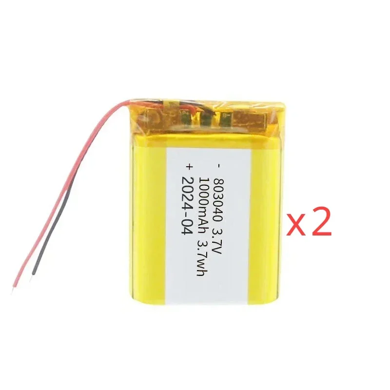 3.7v stk. 1000 mah 803040 litiumpolymerbatterier li-po genopladelige celler til legetøjs-powerbank gps bærbar computer højttaler campinglamper gør-det-selv: Grå