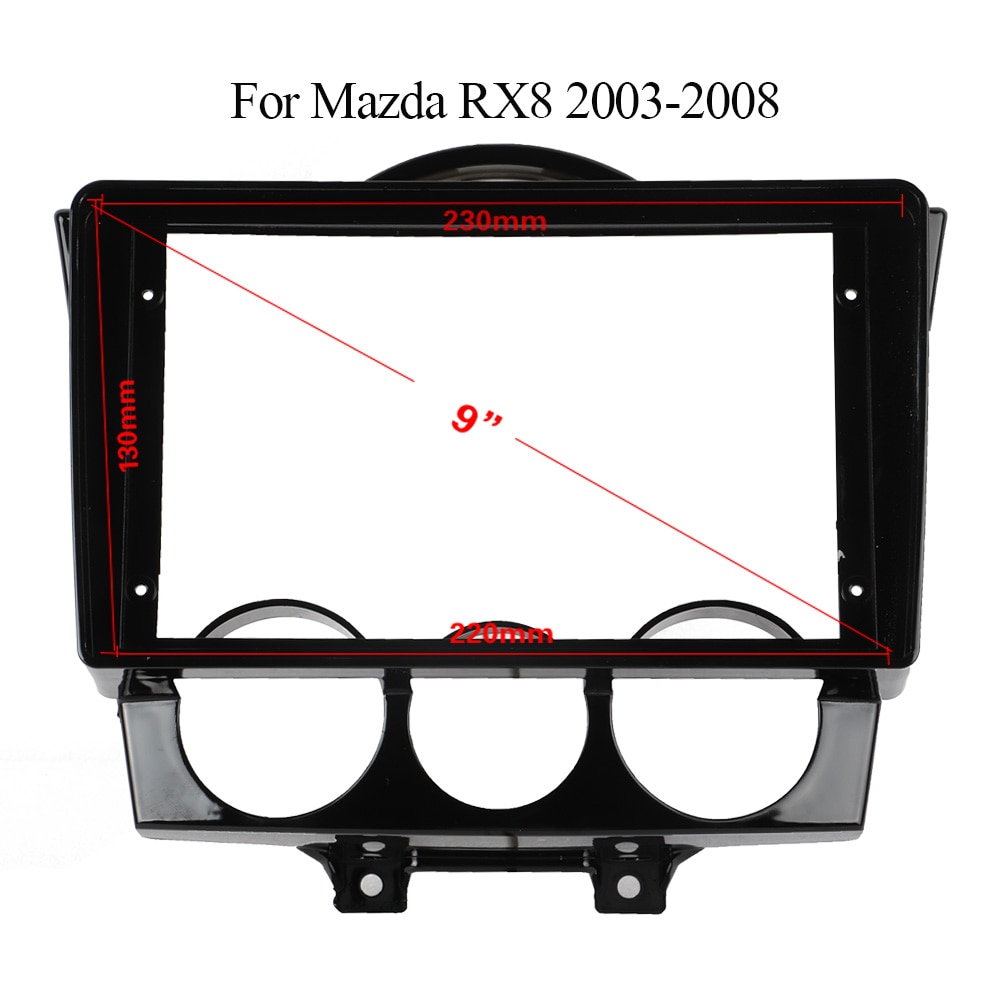 Dobbelt din sort abs trim fascia ramme til mazda  rx8 2003 refit bil android 9 "radio navigation dvd mount dashboard