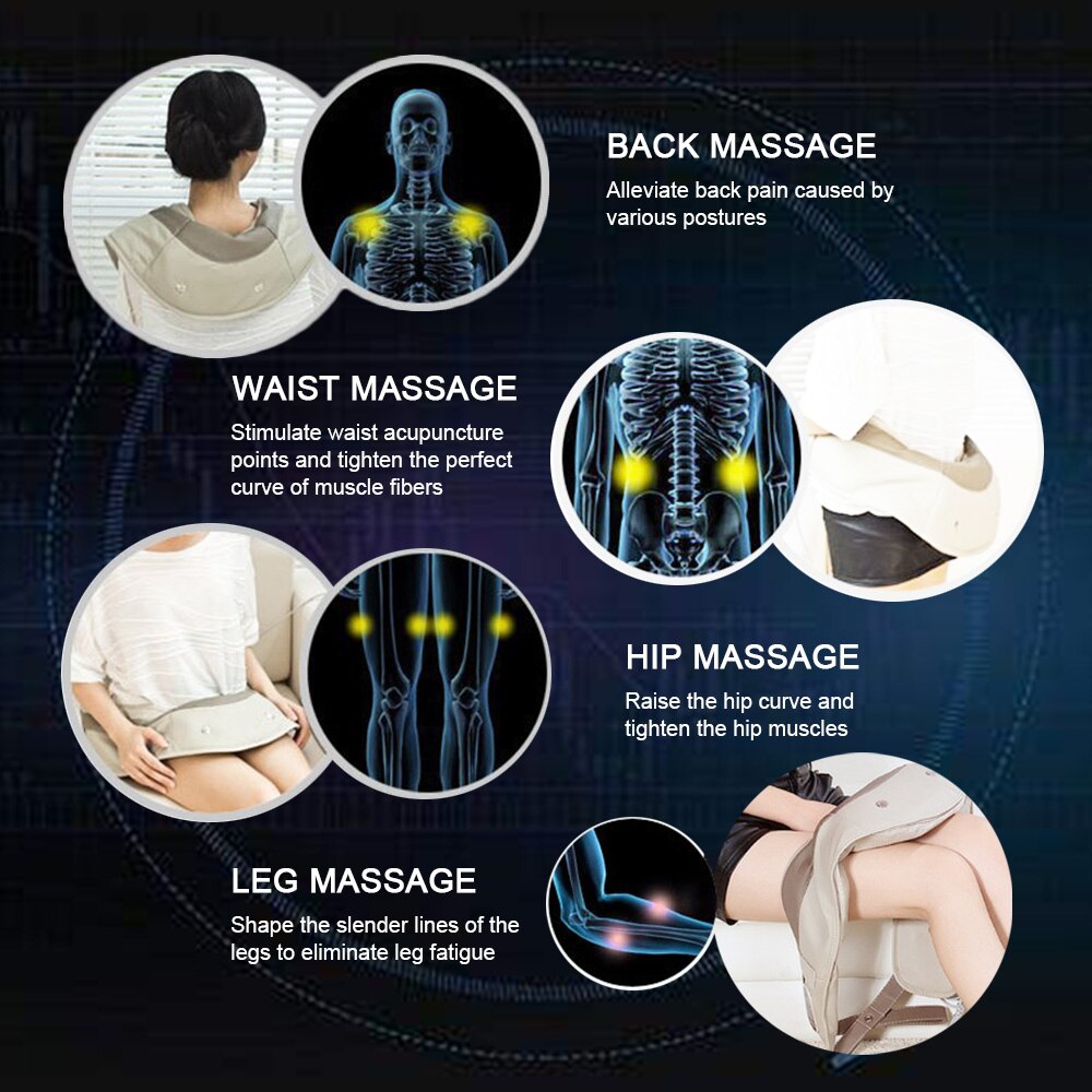 Electrical Shoulder Body Neck Massage Promote Better Sleep 99 Modes 3D Kneading 20 Strengths Car/Home Back Massager Shawl