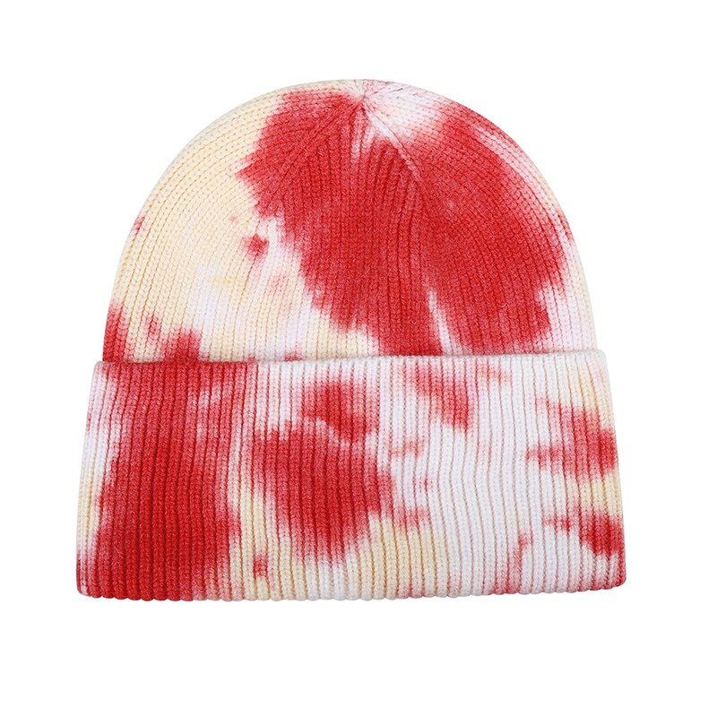 Tie-dye muts warme wintermutsen voor dames dames heren effen muts met omslag, muts met capuchon herfst gebreide hiphop plangi kort: 09