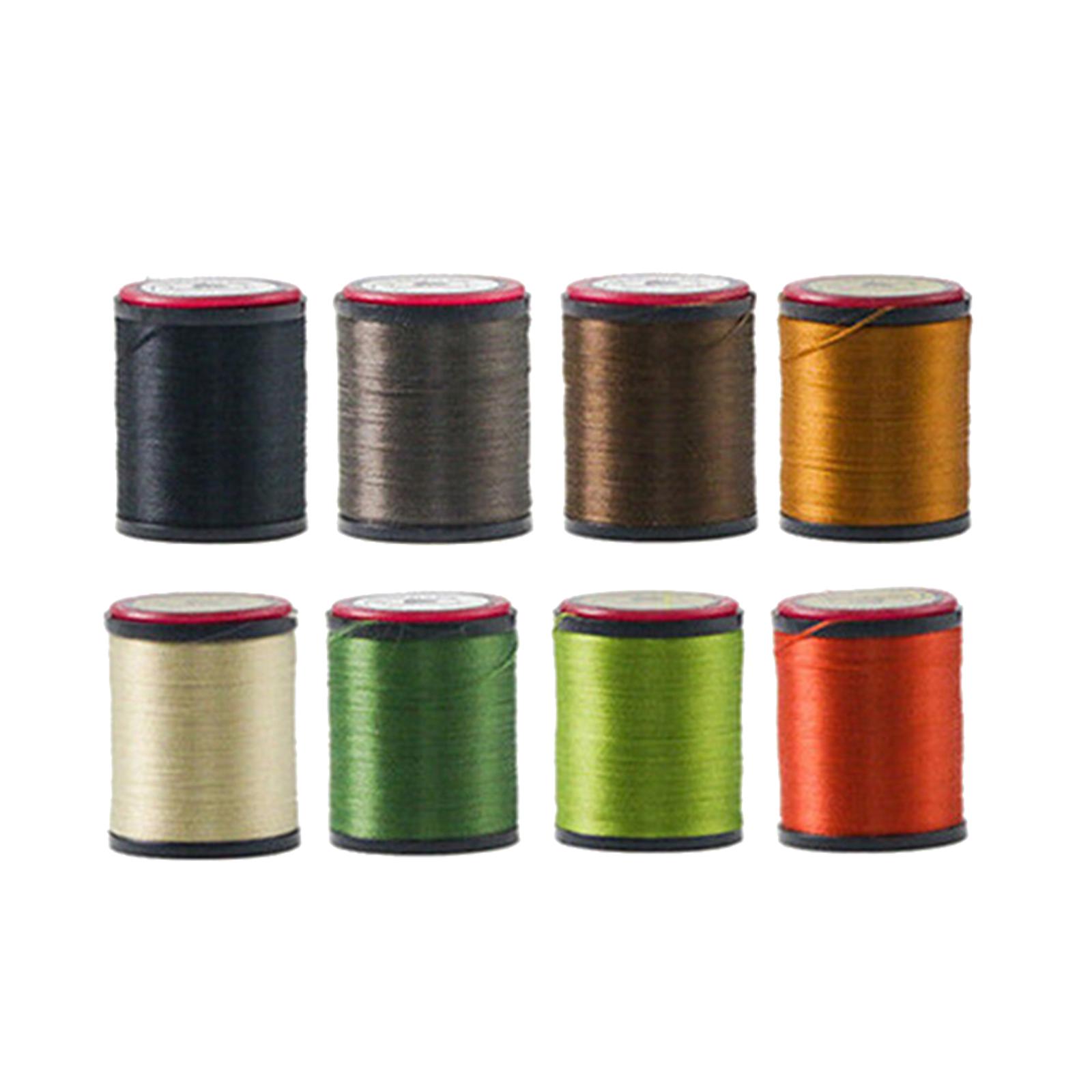 8Pcs Lightly Waxed Fly Tying Thread Kit Fly Tying Supplies High Strength: Dark Color