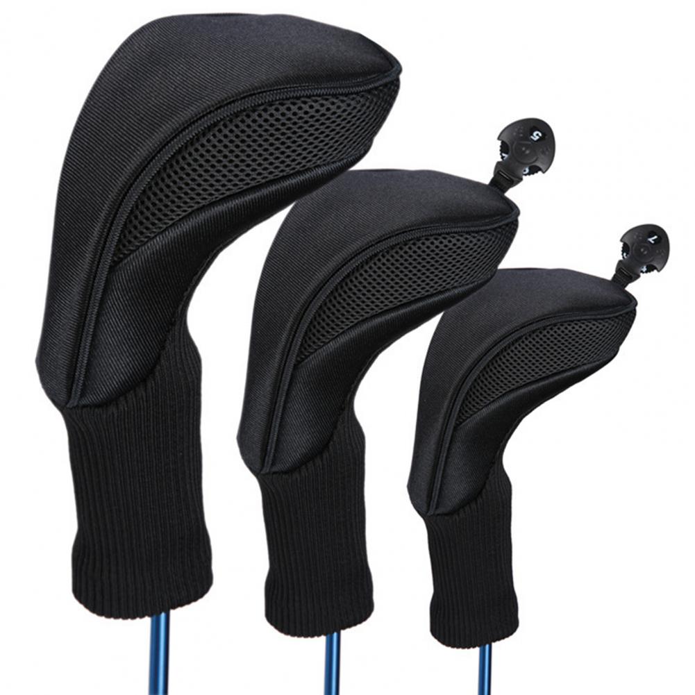 3Pcs Anti-wear Golf Club Cover Cap Cue Protection Sleeve for Outdoor Sports