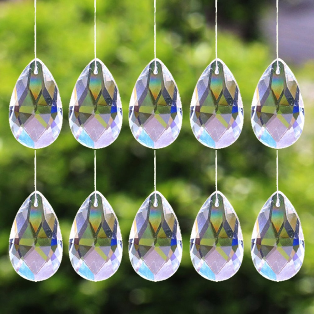 10 stk rive krystal pendler 28mm dele til lysekrone lampe tilbehør klart glas prisme til hængende lamper plafonder reservedele