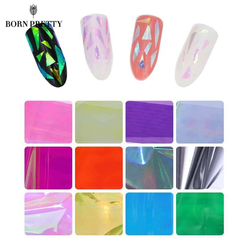 20 stuks/set holografische nagelstickers, nail art transfer stickers, decals, gebroken glas, nageltips, decoraties, nagelaccessoires