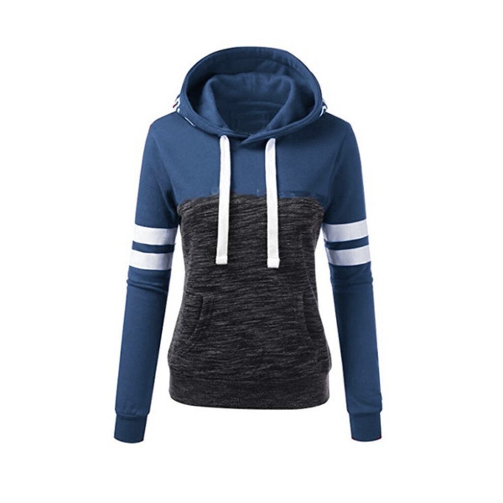 Women Casual Blouse Ladies Sweater Pullover Hoodies Long Sleeve Seam Stitching Tops blouses dames lange mouwen #1230: L / Blue