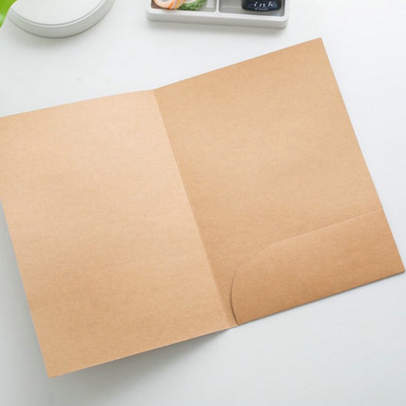 Retro Kraft Paper File Cover L-shape A4 Paper Document Holder Conference A4 Files Report Cover