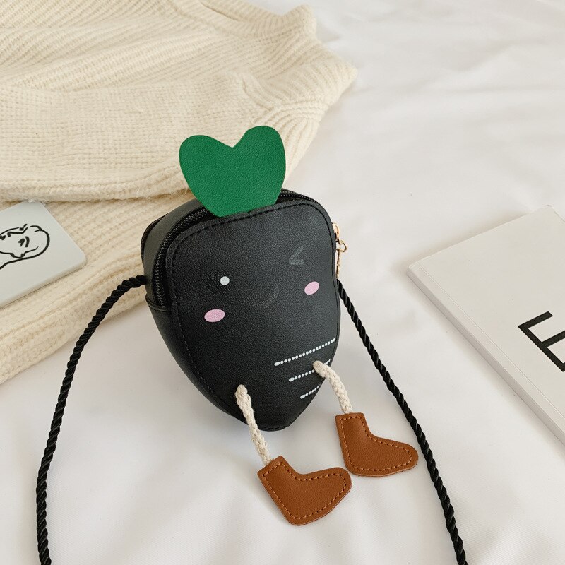 freundlicher Taschen Nette Hässliche Meng Karotte Crossbody-tasche Karikatur Männer Und Frauen Baby Zubehör Tasche: Schwarz