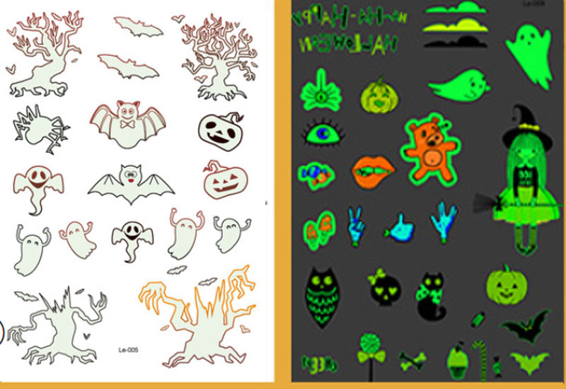 Luminous Stickers Decals Glow in the Dark decoration Fluorescent Cute smiley face stickers Christmas Halloween Luminous Sticker: K