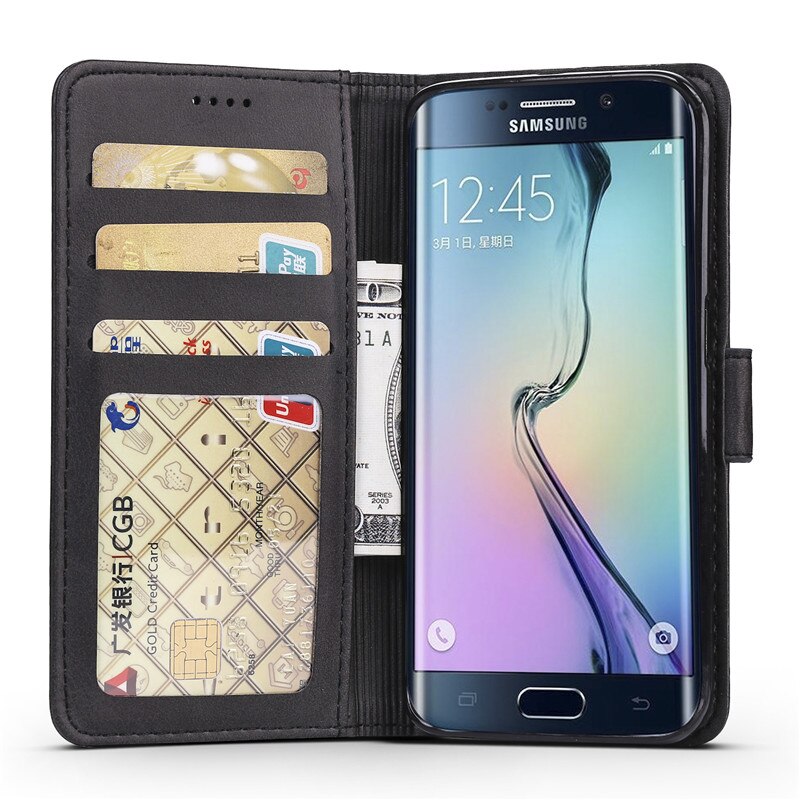 Étui en cuir à rabat pour Samsung Galaxy S6, portefeuille magnétique, Vintage, avec fente pour carte