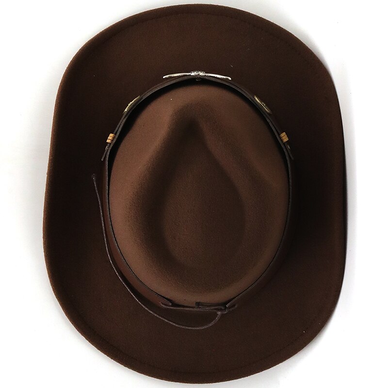 Women Men Hollow Western Cowboy Hat With Tauren Belt Winter Autumn Jazz Outback Jazz Toca Sombrero Cap Size 56-58CM