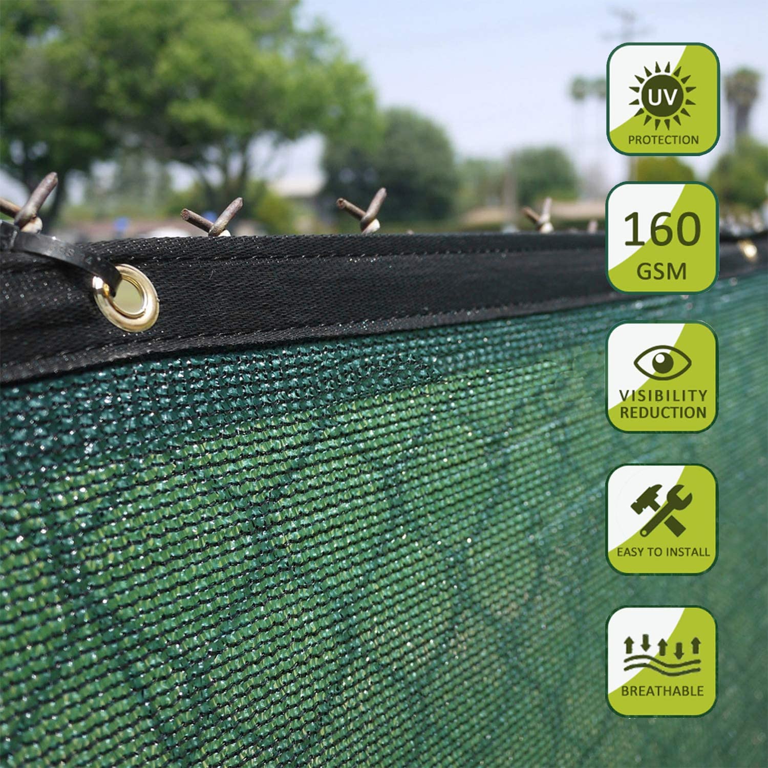 TECHTIMES Recinzione Dello Schermo di Segretezza 6 'x 25' Recinto Della Maglia Tarp 90% Il Blocco del Cavo cerniera lampo cravatte in forma per Esterno recinzione cantiere Ombra Della Copertura