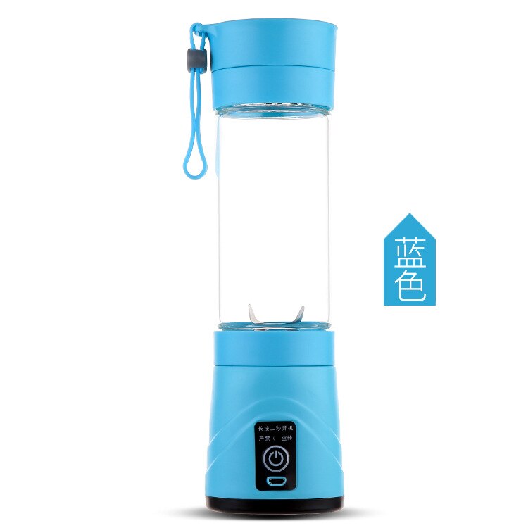 Cashiler Electric Glass Juicer Cup Juice Cup Rechargeable Household Mini Cyclone Fruit Juicer: Blue