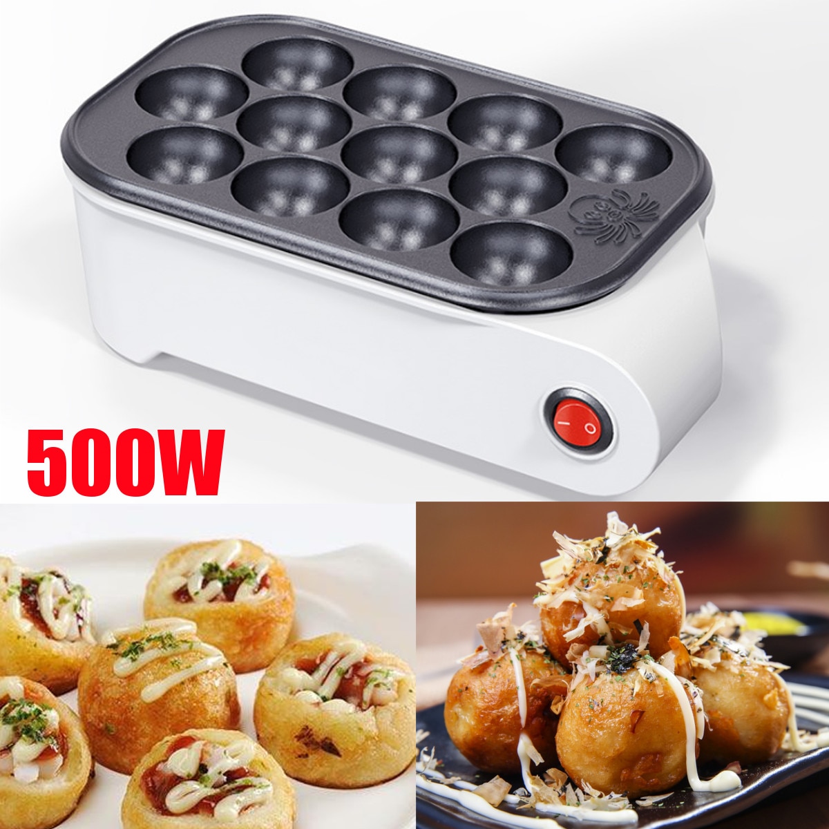 220v 500w chibi maruko bakning minimaskin hushåll elektrisk takoyaki maker bläckfisk bollar grill panna matlagningsverktyg