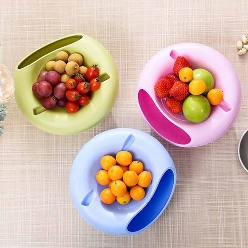 Double Layer Container box Bowl Dish Layer Dry Fruit Snacks Seeds Containers Phone Holder Plastic Storage Box
