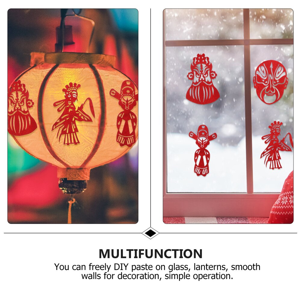 16pcs Children's DIY Chinese Paper Cuts Chinese Opera Masks Paper Cuttings (Red)