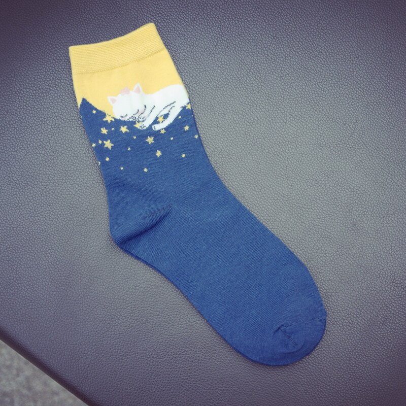 Vinter höst kvinnor i tubstrumpa japansk stil katt dam strumpor bomull 35-40 euro: 5