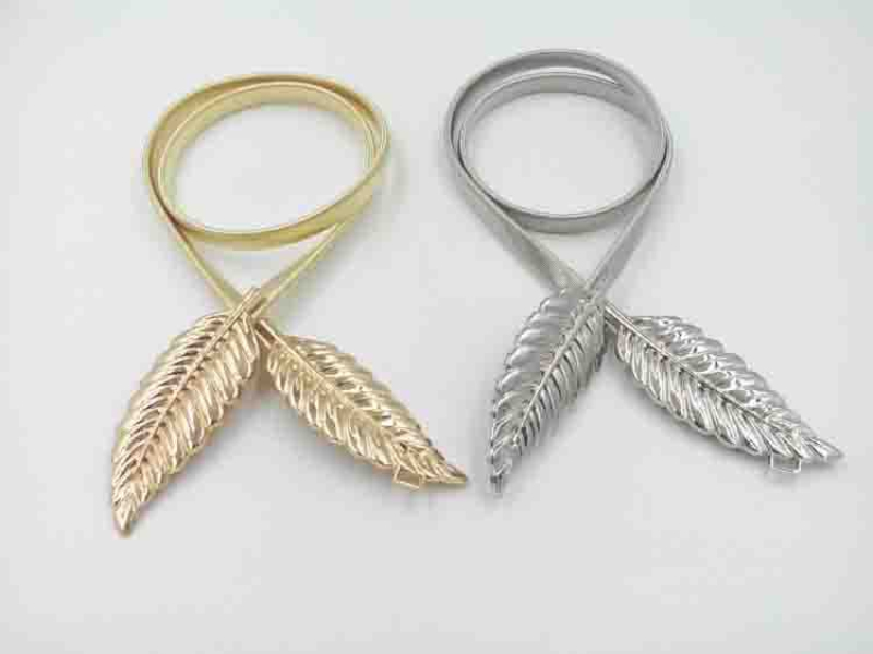 mujer Metal dorado plata hojas cadena cinturón cintura banda elástica cintura cinturón para vestido falda bandas Mujer