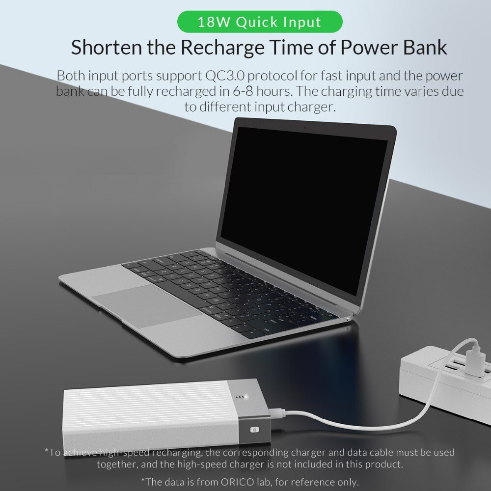 ORICO Quick Charge 3.0 Power Bank 10000mah Three Output 5V2A/9V2A/12V1.5A*1 18W Max External Battery Charge for Mobile Phone