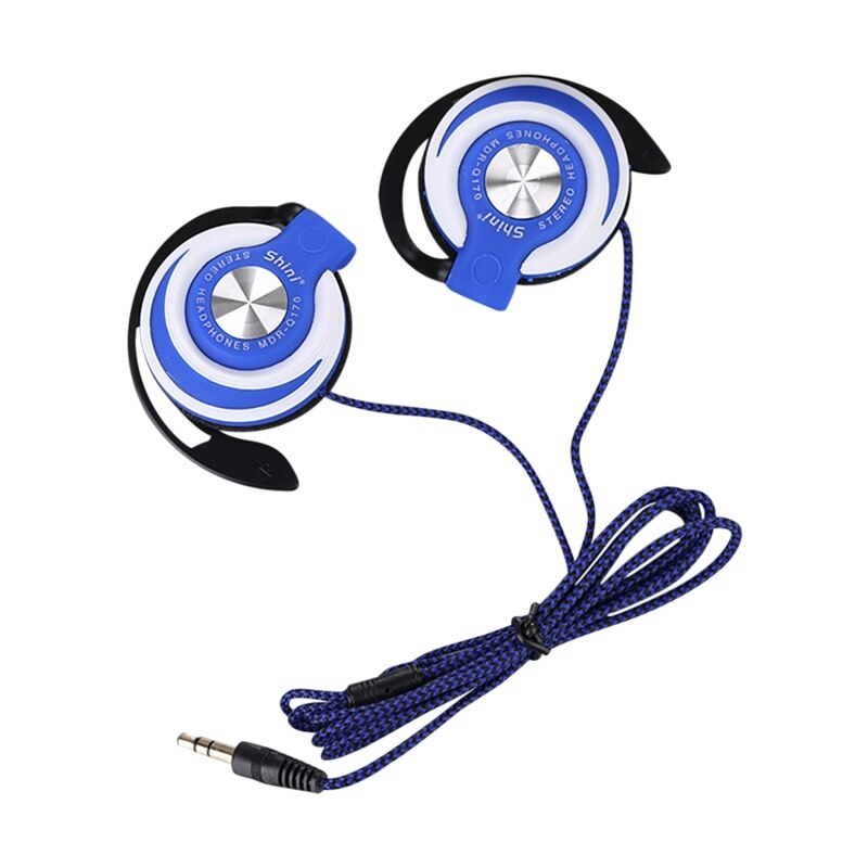 Uniwersalny wtyk 3.5mm przewodowy klip do gier sportowych na słuchawki Laptop MP3 słuchawki douszne do siłowni do treningów i ćwiczeń: Blue