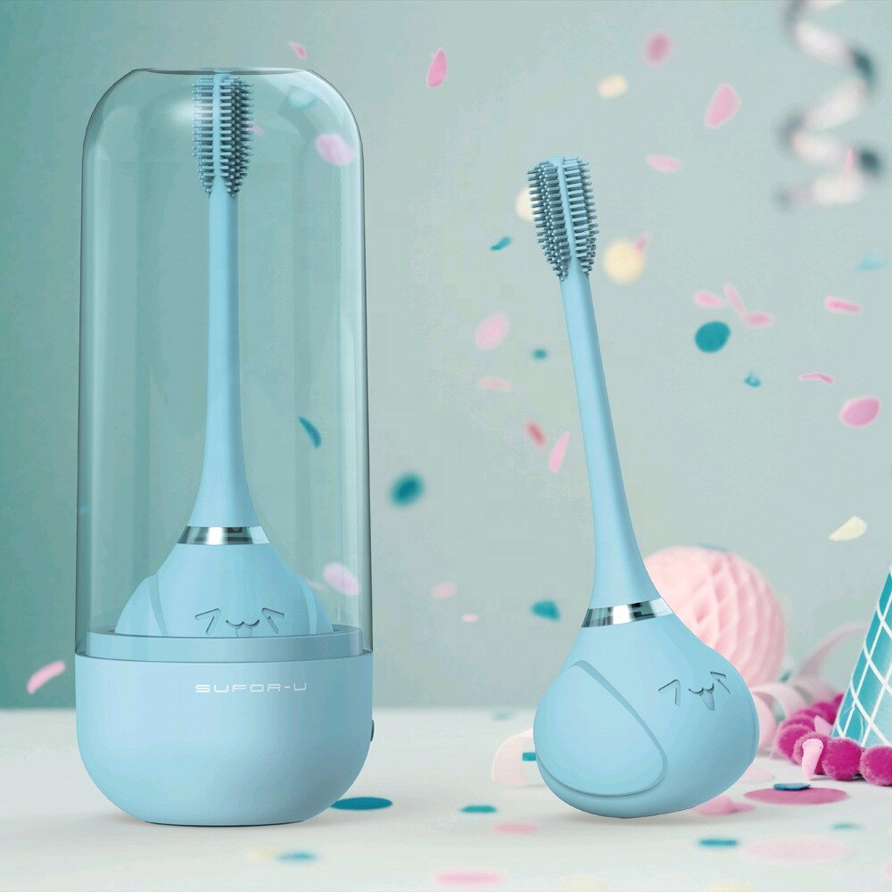 Brosse à dents électrique en gel de silice pour enfants, trois brosses, brosse à dents à 45- degrés, blanchiment des dents, dessin animé mignon, chargement sans fil 40