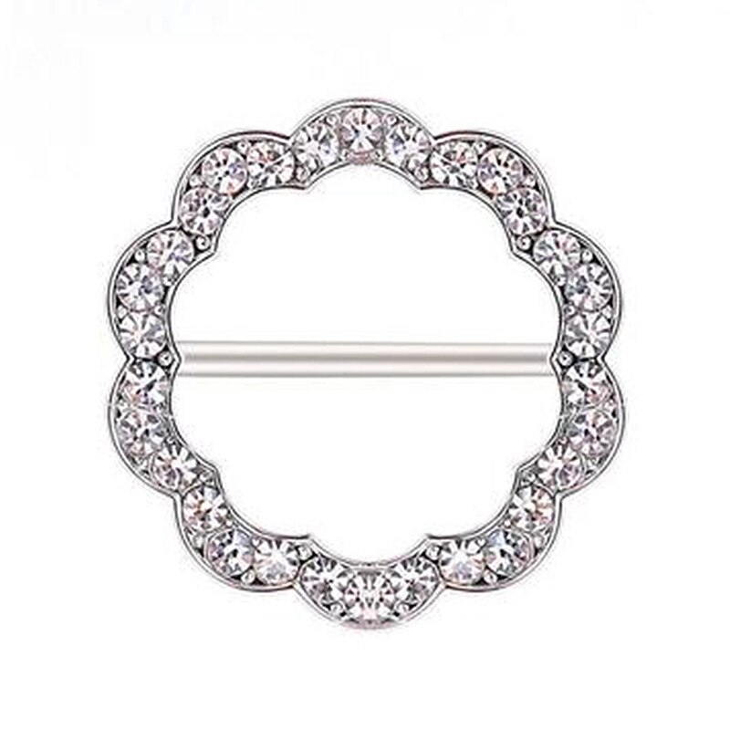 Ovale brocher enkle krystal brocher sjal ring klip tørklæder lukning silke tørklæde spænde broche bryllup smykker tilbehør: Sølv-blonde