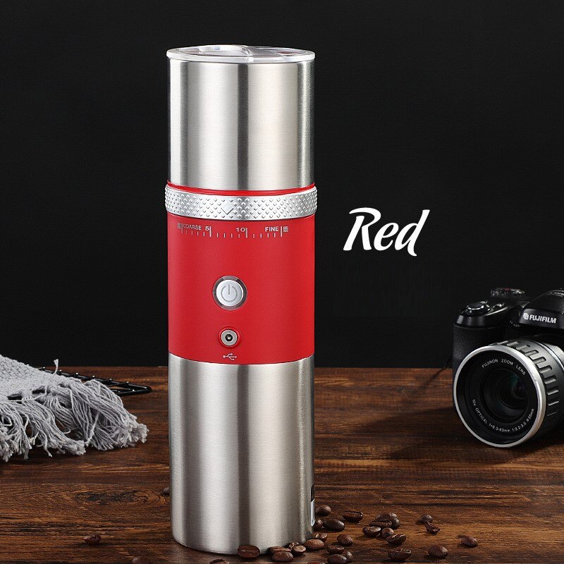Stainless Steel Coffee Grinder USB Rechargeable Electric Coffee Cup Ffice Home Automatic Coffee Machine Kitchen Coffe Grinder: 02 red