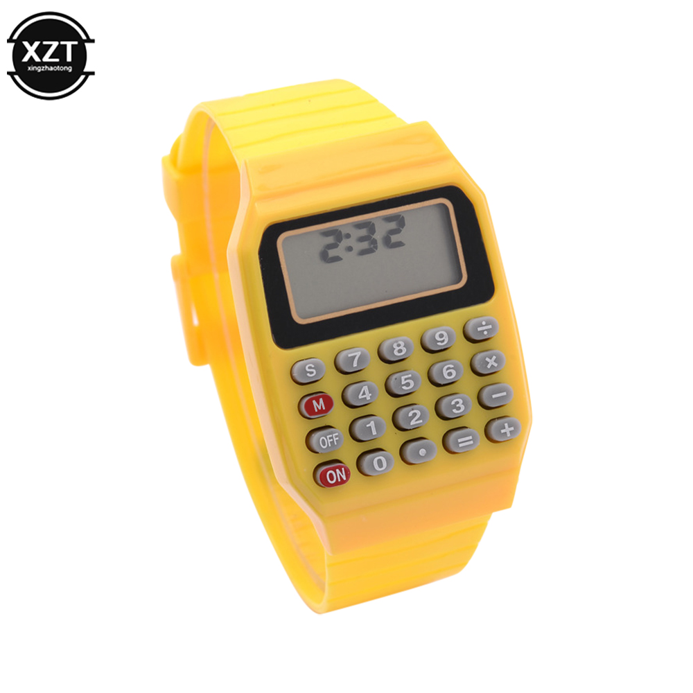 Children's Electronic Calculator Watch Micro Calculator Silicone Date Multi-function Watch Mini Calculator Portable Watch: Yellow