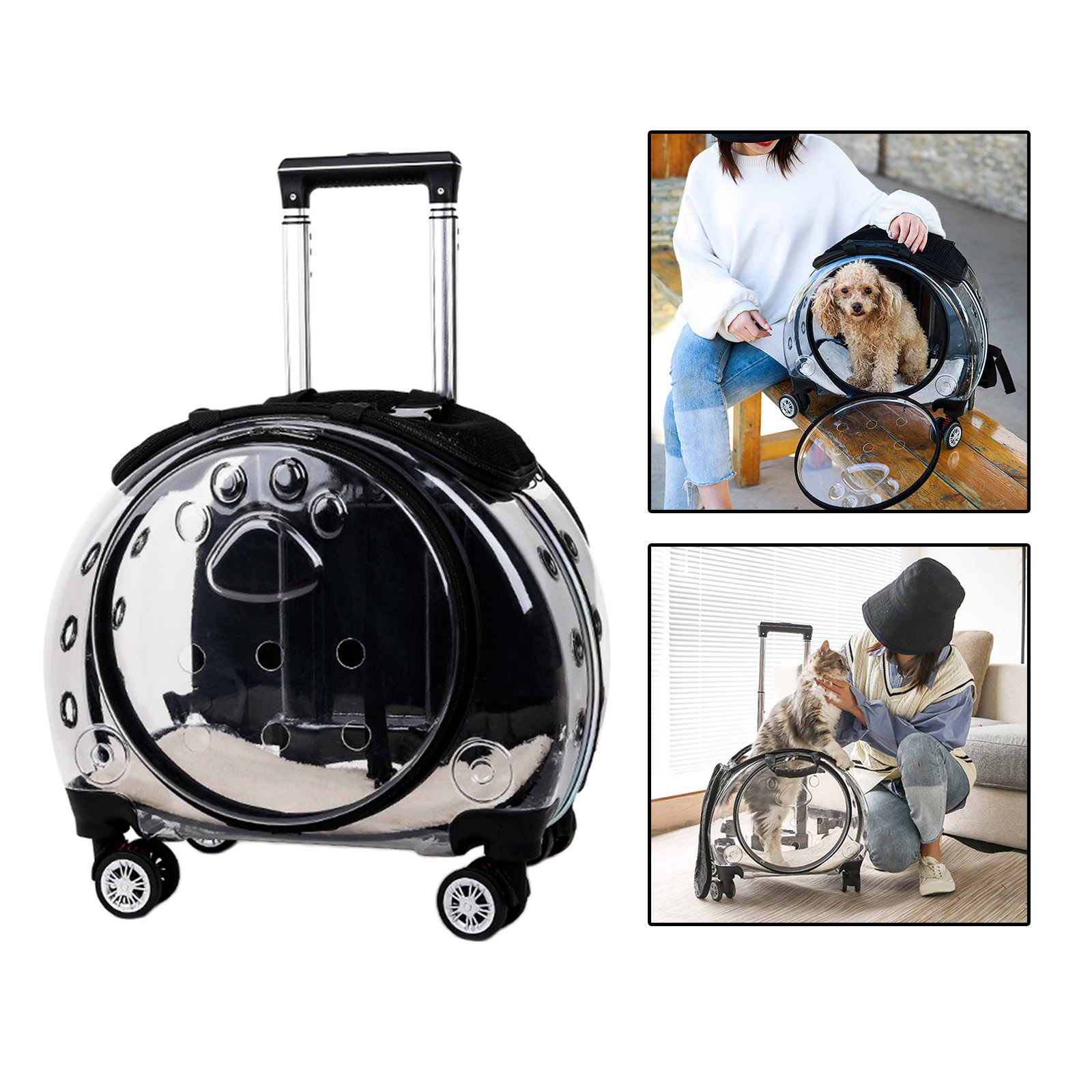 Pet Carrier Outing Backpack Astronaut Trolley Case Puppy Dog Bag: Clear
