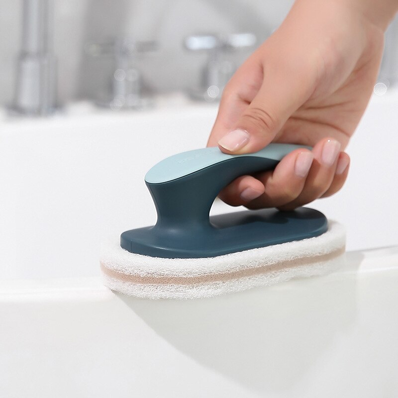 Strong Brush With Handle Decontamination Kitchen Pot Bowl Brush Sponge Cleaner Kitchen Clean Brush Bathroom Cleaning Tools