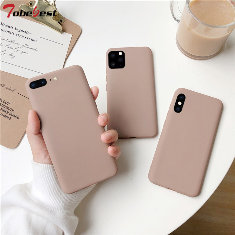 Braune matt Handyhülle für iPhone 15 14 13 12 11 Profi XS Max XR X 8 7 6S 6 Plus SE 5 5S Silikonhüllen einfarbig weiche TPU-Abdeckung