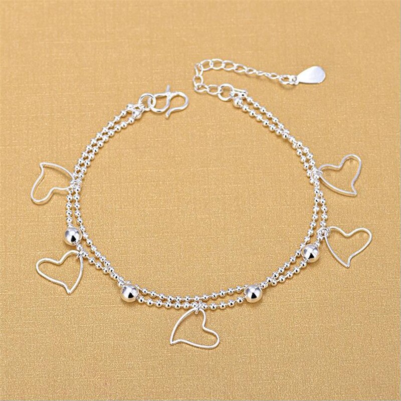 Everoyal – Bracelets de cheville en forme de cœur pour filles, bijoux en argent Sterling 925, accessoire tendance, d&#39;anniversaire, Bracelets pour femme