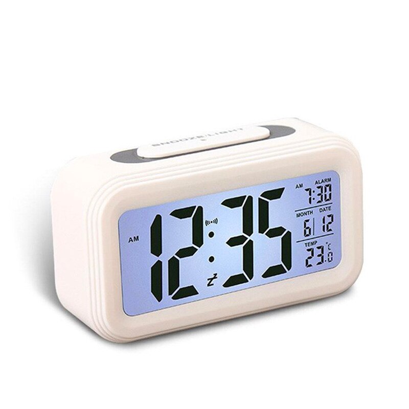 Led Digitale Wekker Multifunctionele Elektronische Smart Digitale Lcd-scherm Intelligente Sensation Backlight Snooze Kids Klok: WHITE