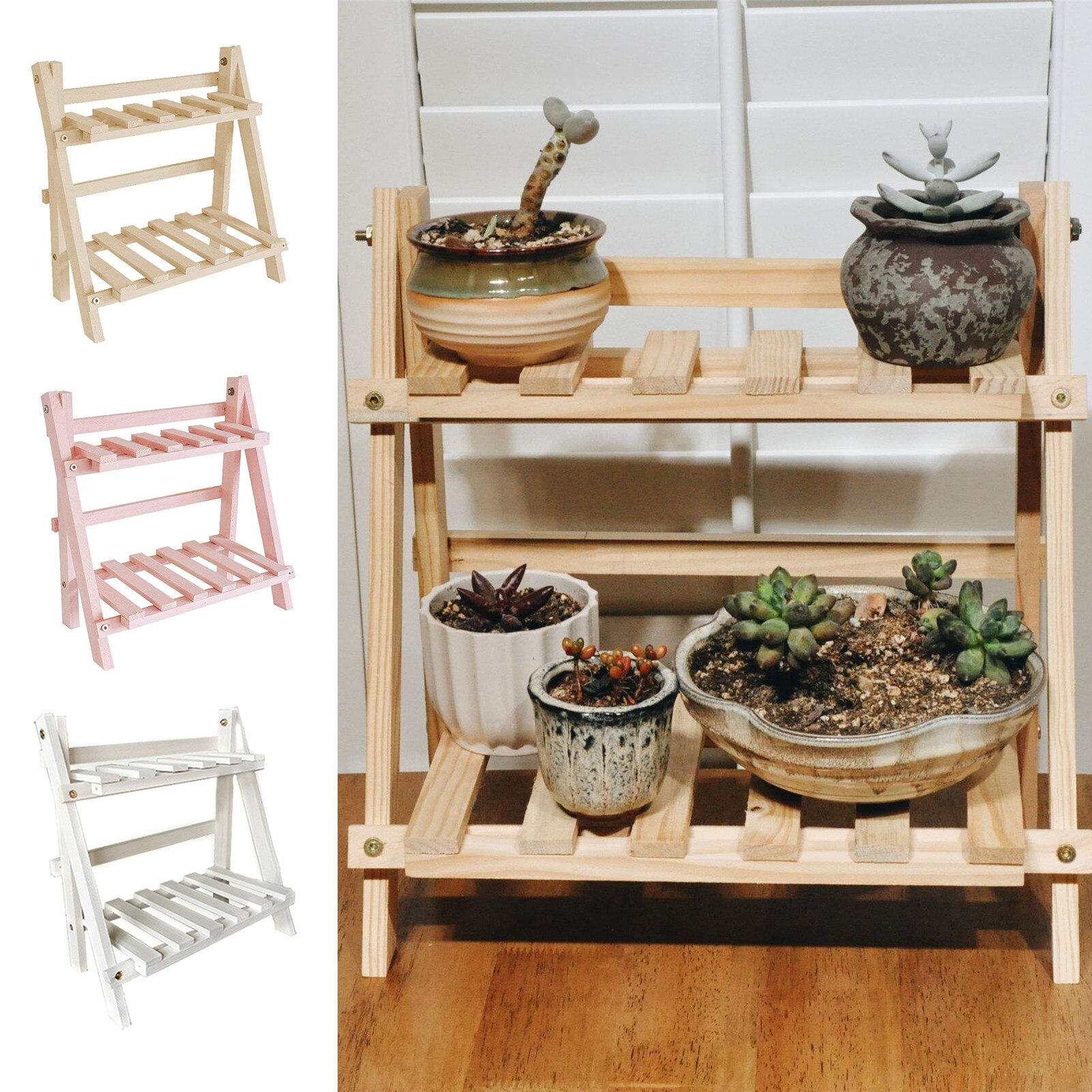 Wooden Plant Stand Flower Pot Display Rack Stand Shelf Multif Durable Storage Bonsai Organizer Rack For Home Garden Decoration