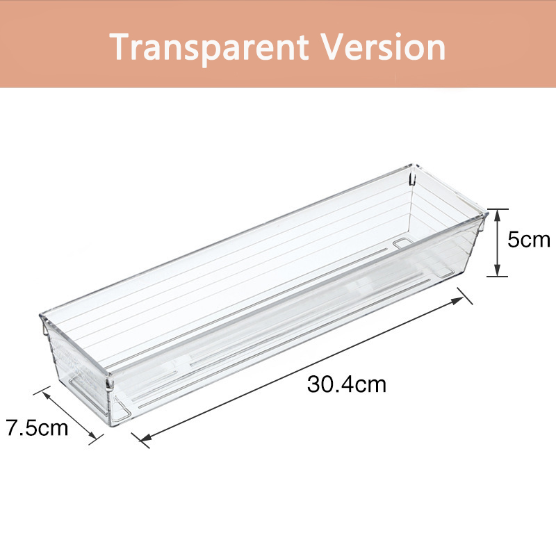 Clear Drawer Organizer Transparent Drawer Divider Storage Box Bins Case for Utensil Cosmetic Groceries Kitchen Tableware: WHITE