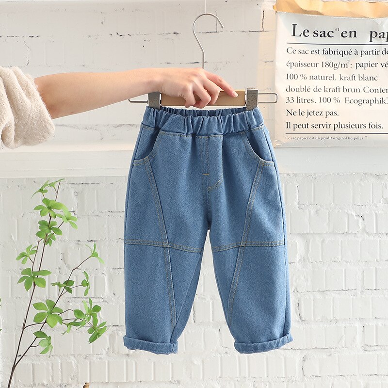 Spring Kids Jeans Boys Girls Solid Jeans Children Jeans for Boys Casual Denim Pants Toddler 0-5 YEARS
