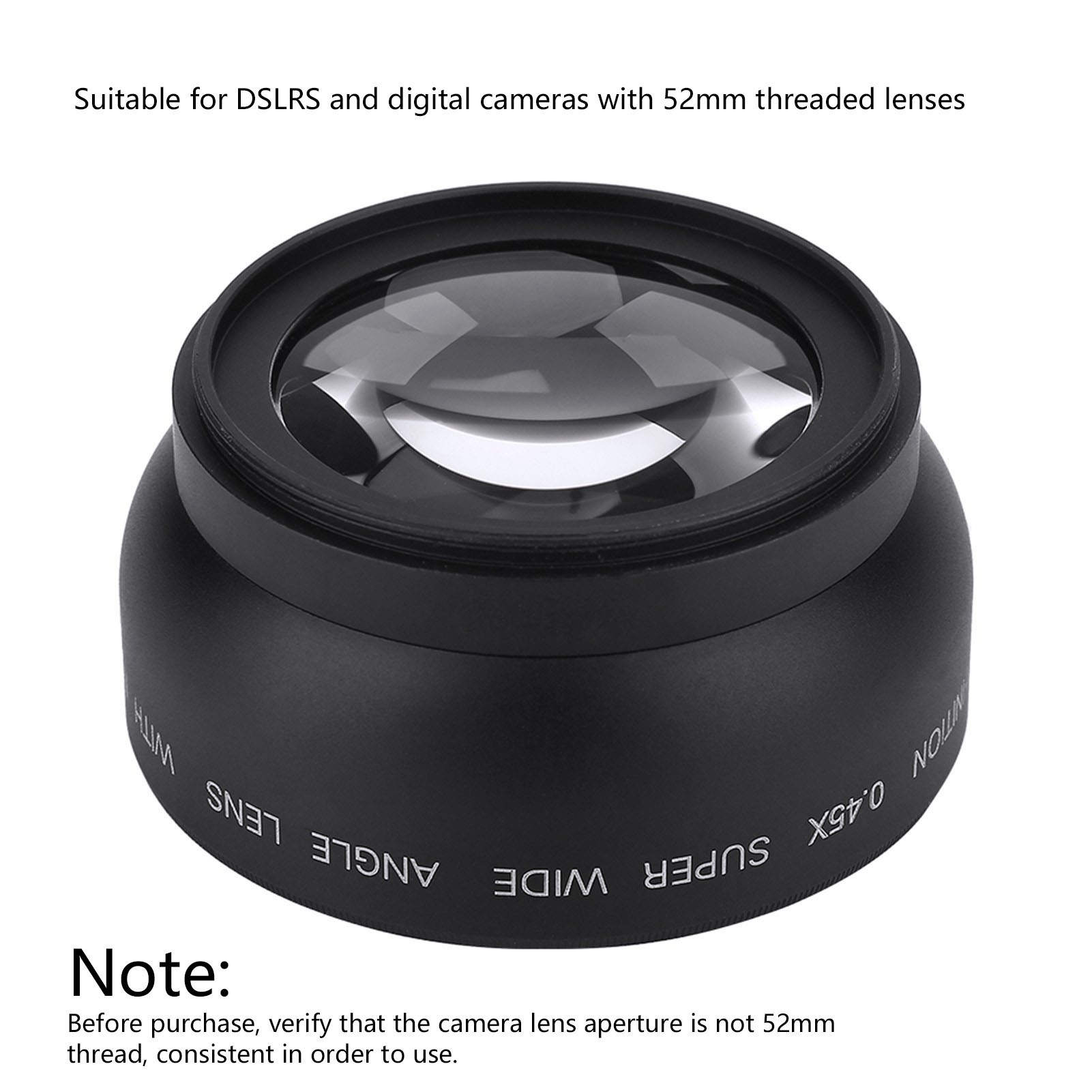 52mm 0.45X Wide Angle Universal Conversion Macro Lens for DSLRS and Digital Cameras