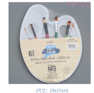 1 pçs paleta de plástico adicionar 6 pincel de tinta caneta pintura de arte bandeja de desenho de plástico paleta de cores para pintura a óleo aquarela pálete: 23x17cm-mixing color