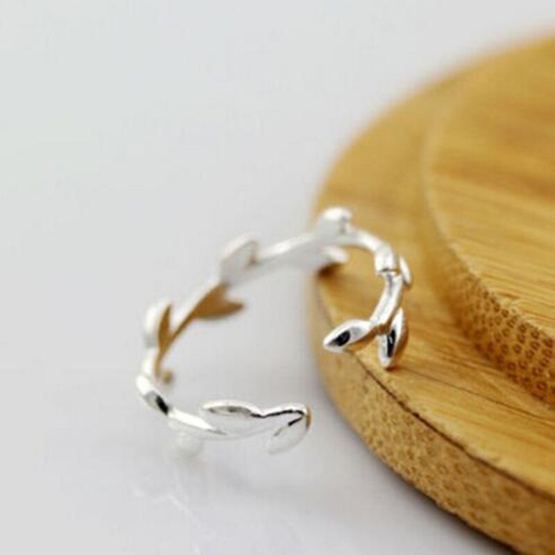 Eenvoudige esthetische boomtakken 925 sterling zilveren sieraden blad populair niet allergisch openingsringen  sr45