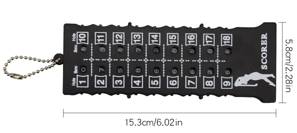18 gat Golf Score Teller Golf Stroke Putt Score Card Counter Indicator met Sleutelhanger Black