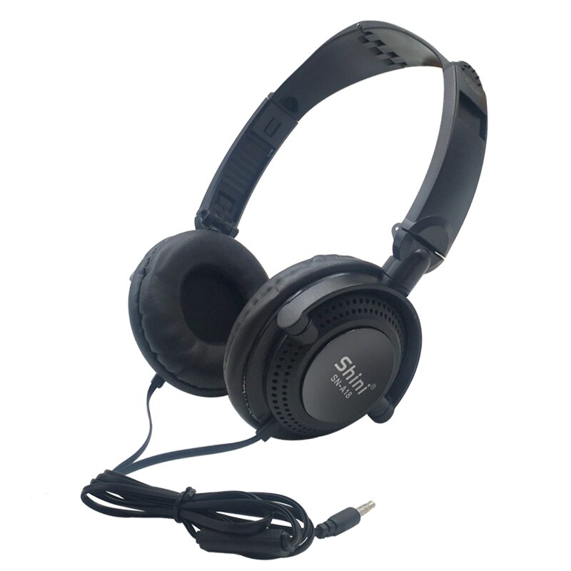 Shini kabelgebundener kopfhörer mit mikrofon, 3.5mm ohrhörer, faltbares gaming-headset, super-bass-stereo-musik-headset für pc und smartphones: Schwarz